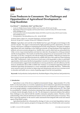 The Challenges and Opportunities of Agricultural Development in Iraqi Kurdistan