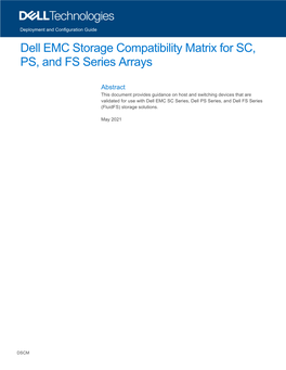 Dell EMC Storage Compatibility Matrix for SC, PS, and FS Series Arrays