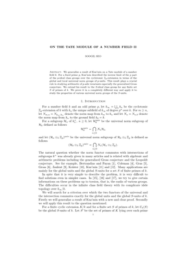 ON the TATE MODULE of a NUMBER FIELD II 1. Introduction