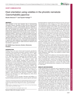 Host Orientation Using Volatiles in the Phoretic Nematode Caenorhabditis