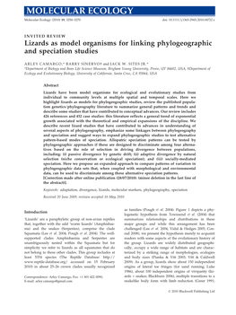 Lizards As Model Organisms for Linking Phylogeographic and Speciation Studies