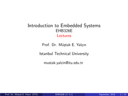 Introduction to Embedded Systems EHB326E Lectures