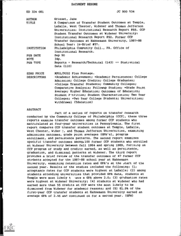 DOCUMENT RESUME ED 324 081 JC 900 534 AUTHOR Grosset, Jane