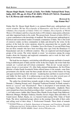 Shyam Singh Shashi. Nomads of India. New Delhi: National Book Trust, India, 2015