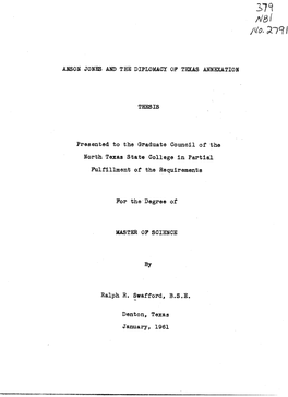 Anson Jones and the Diplomacy of Texas Anneation