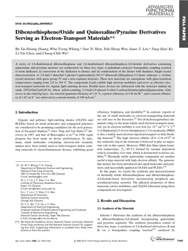 Dibenzothiophene/Oxide and Quinoxaline/Pyrazine Derivatives Serving As Electron-Transport Materials**