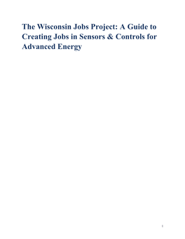 The Wisconsin Jobs Project: a Guide to Creating Jobs in Sensors & Controls for Advanced Energy