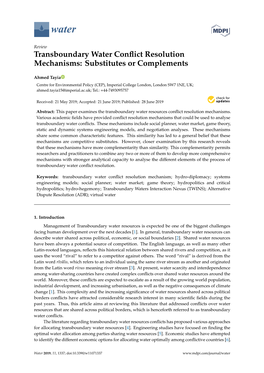 Transboundary Water Conflict Resolution Mechanisms