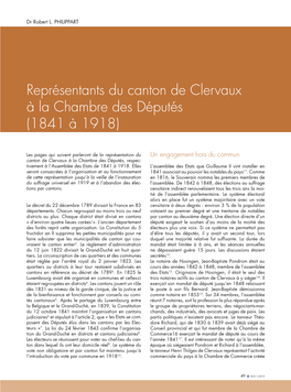 Représentants Du Canton De Clervaux À La Chambre Des Députés (1841 À 1918)