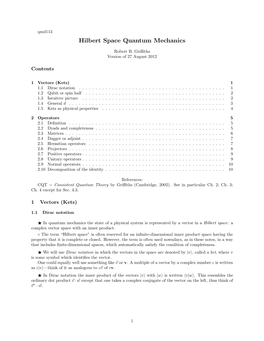 Hilbert Space Quantum Mechanics