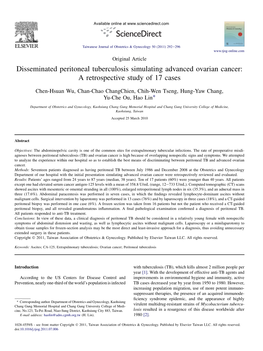 Disseminated Peritoneal Tuberculosis Simulating Advanced Ovarian Cancer: a Retrospective Study of 17 Cases