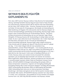 Skyways Ska Flyga För Gotlandsflyg