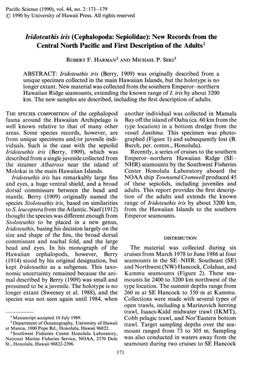 Cephalopoda: Sepiolidae): New Records from the Central North Pacific and First Description of the Adults!