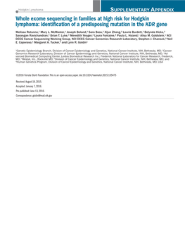 Whole Exome Sequencing in Families at High Risk for Hodgkin Lymphoma: Identification of a Predisposing Mutation in the KDR Gene