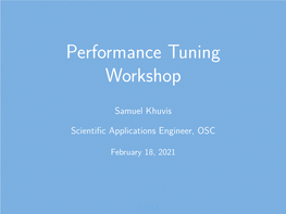 Performance Tuning Workshop