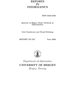 REPORTS in INFORMATICS Department of Informatics