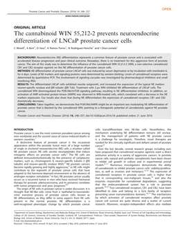 The Cannabinoid WIN 55,212-2 Prevents Neuroendocrine Differentiation of Lncap Prostate Cancer Cells