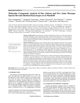 Molecular Cytogenetic Analysis of One African and Five Asian Macaque Species Reveals Identical Karyotypes As in Mandrill