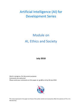 Artificial Intelligence (AI) for Development Series Module on AI