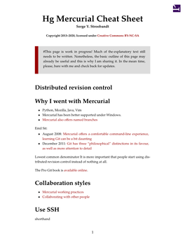 Hg Mercurial Cheat Sheet Serge Y