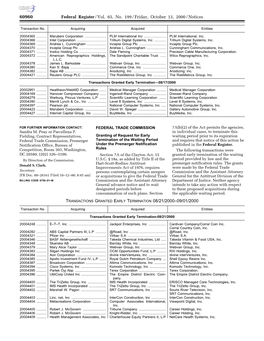 Federal Register/Vol. 65, No. 199/Friday, October 13, 2000/Notices