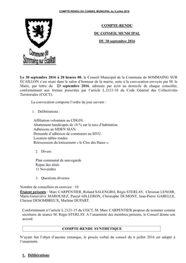 CR-Conseil Municipal Du 30 Septembre 2016 1