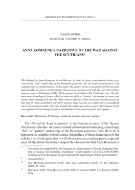 Anna Komnene's Narrative of the War Against The