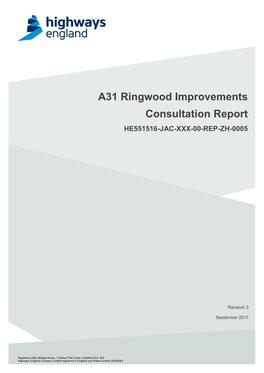 A31 Ringwood Improvements Consultation Report HE551516-JAC-XXX-00-REP-ZH-0005