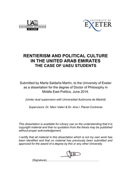 Rentierism and Political Culture in the United Arab Emirates the Case of Uaeu Students