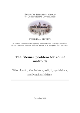 The Steiner Problem for Count Matroids