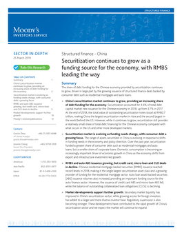 Securitization Continues to Grow As a Funding Source for the Economy, with RMBS