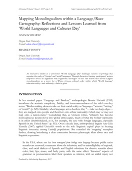 Mapping Monolingualism Within a Language/Race Cartography: Reflections and Lessons Learned from ‘World Languages and Cultures Day’