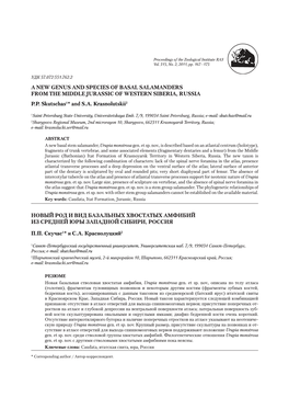 A New Genus and Species of Basal Salamanders from the Middle Jurassic of Western Siberia, Russia P.P