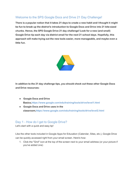The SPS Google Docs and Drive 21 Day Challenge!