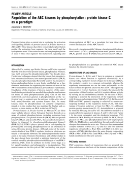 Protein Kinase C As a Paradigm Alexandra C