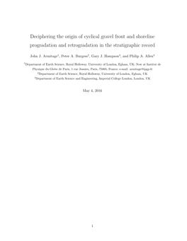 Deciphering the Origin of Cyclical Gravel Front and Shoreline Progradation and Retrogradation in the Stratigraphic Record