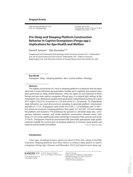 Pre-Sleep and Sleeping Platform Construction Behavior in Captive Orangutans (Pongo Spp