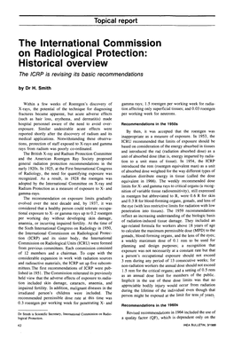 The International Commission on Radiological Protection: Historical Overview