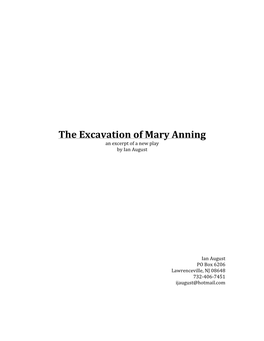 The Excavation of Mary Anning an Excerpt of a New Play by Ian August