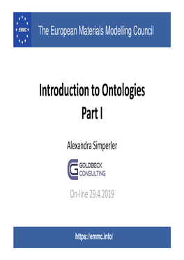 Introduction to Ontologies Part I