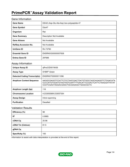 Primepcr™Assay Validation Report