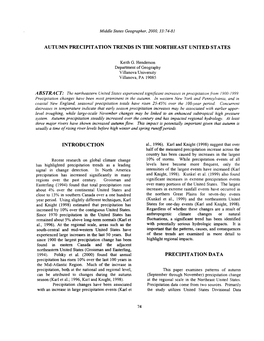 Autumn Precipitation Trends in the Northeast United States