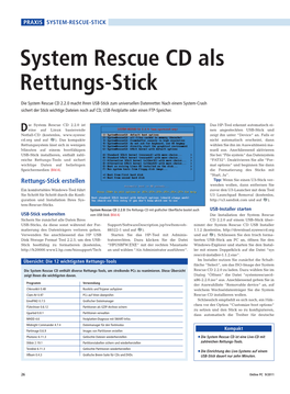 System Rescue CD Als Rettungs-Stick