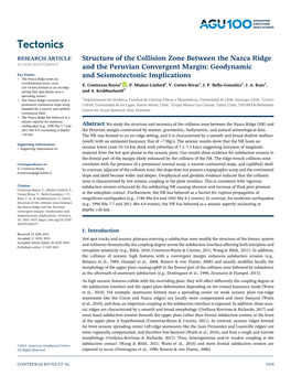 Structure of the Collision Zone Between the Nazca Ridge and the Peruvian Convergent Margin