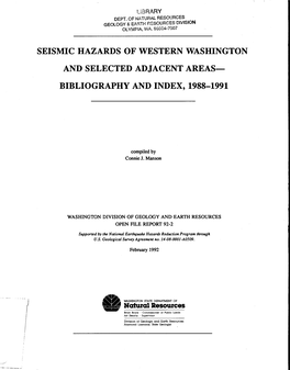 Seismic Hazards of Western Washington and Selected Adjacent Areas­ Bibliography and Index, 1988-1991