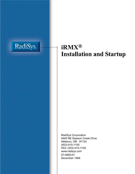 Irmx Installation and Startup