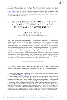 Chen Di's Record of Formosa ( ) and an Alternative