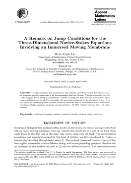 Applied Mathematics Letters a Remark on Jump Conditions for The