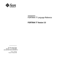 FORTRAN 77 Language Reference