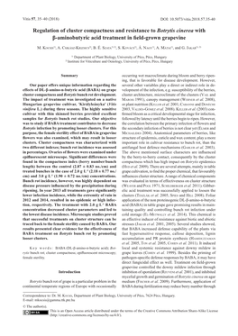 Regulation of Cluster Compactness and Resistance to Botrytis Cinerea with Β-Aminobutyric Acid Treatment in Field-Grown Grapevine